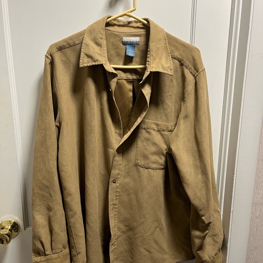Casual Tan Button Down Shirt with Relaxed Fit